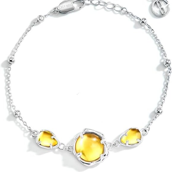 Neiman Marcus Cicy Bell Platinum Plated Moonstone Link Bracelet - Picture 4 of 4